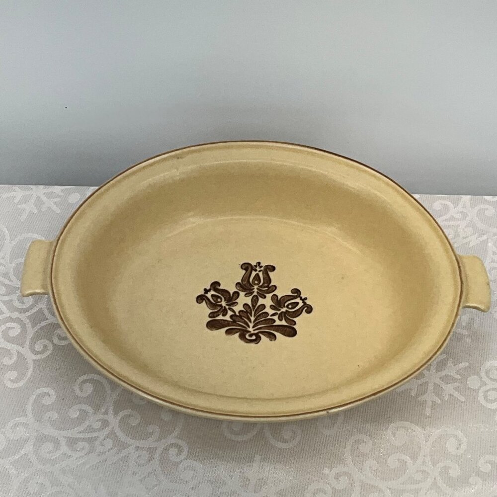 Pfaltzgraff Oval Serving Dish Beige Floral Design Stoneware 6-11